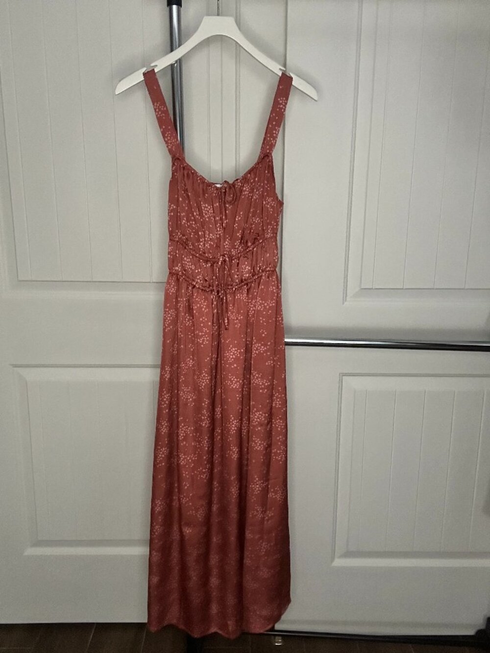 Lush Rust Floral Spaghetti-Strap Maxi Dress | size medium